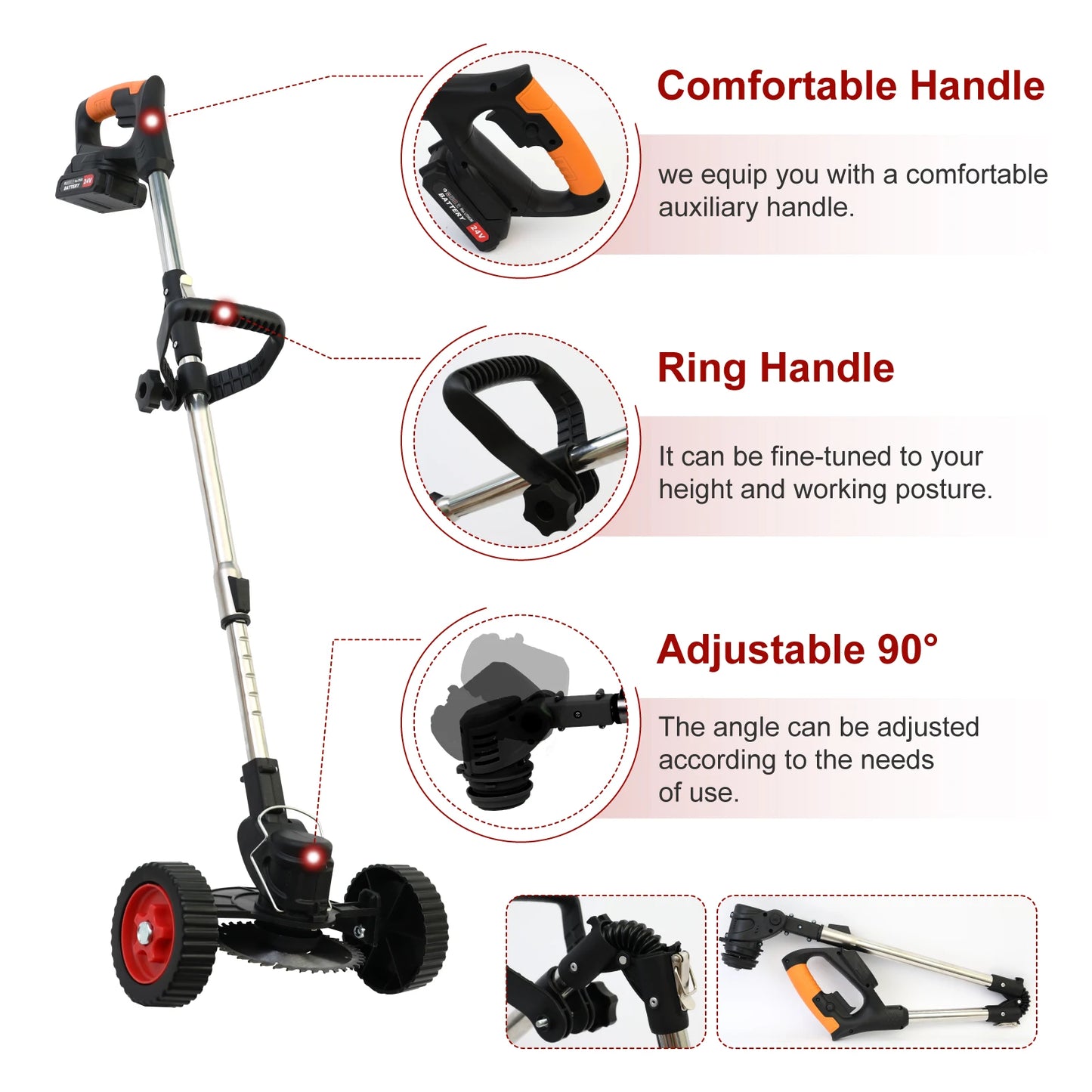 Cordless Electric Weed Wacker Trimmer With Foldable Handle