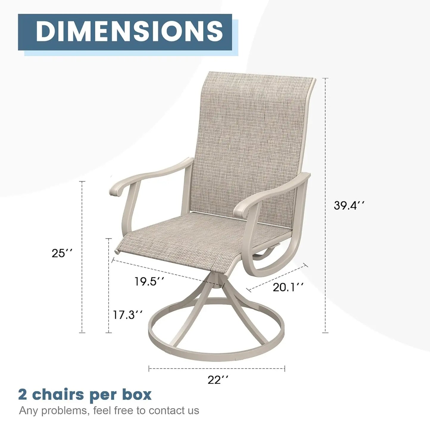 Patio Swivel Dining Chairs All-Weather Outdoor Textilene Fabric