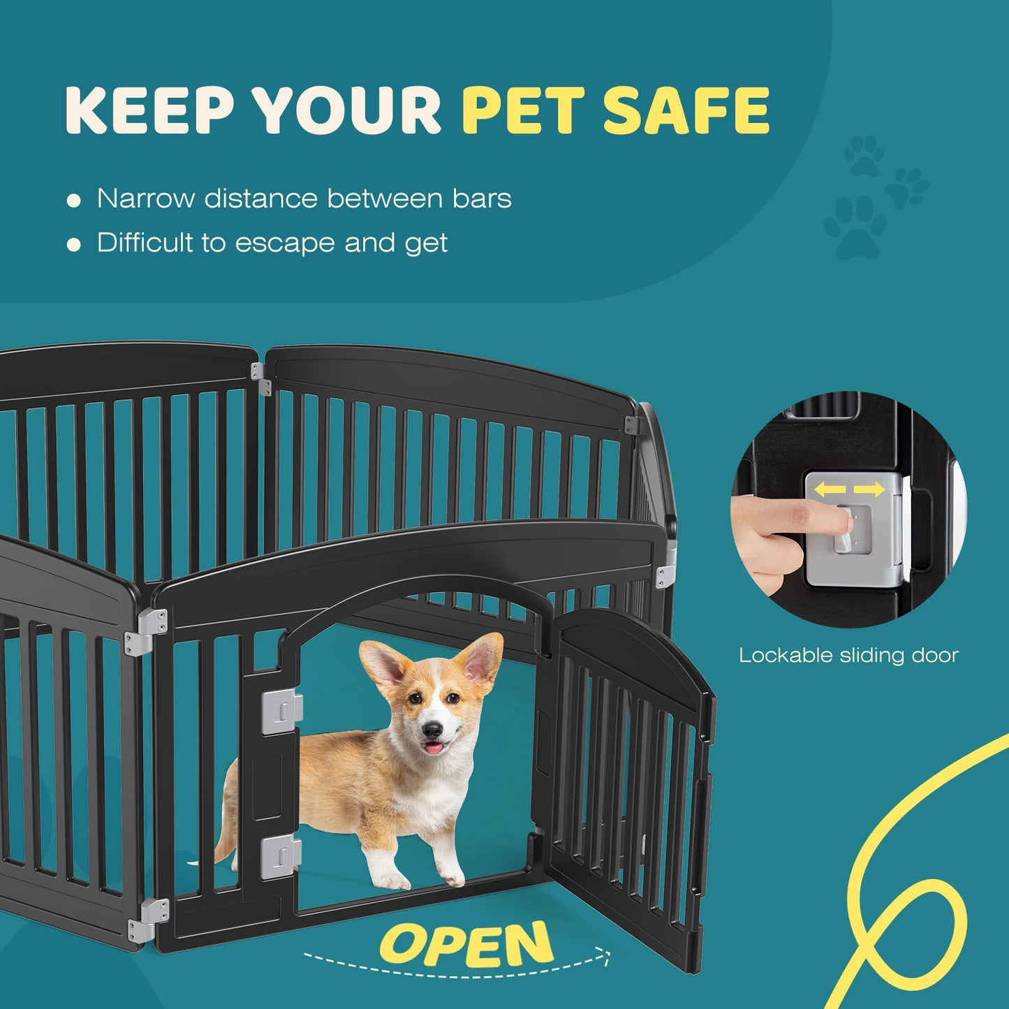 JHK Plastic Dog Playpen For Medium Dogs Indoor Outdoor Use