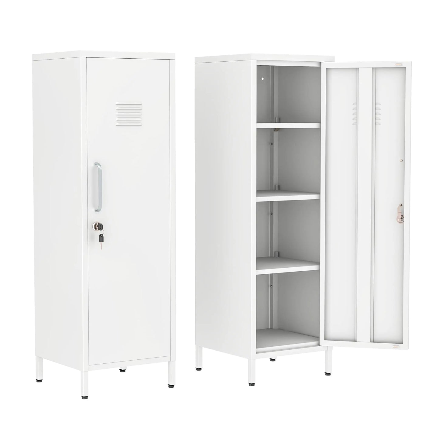 Tall Narrow Storage Cabinet With 4 Adjustable Shelves For Home