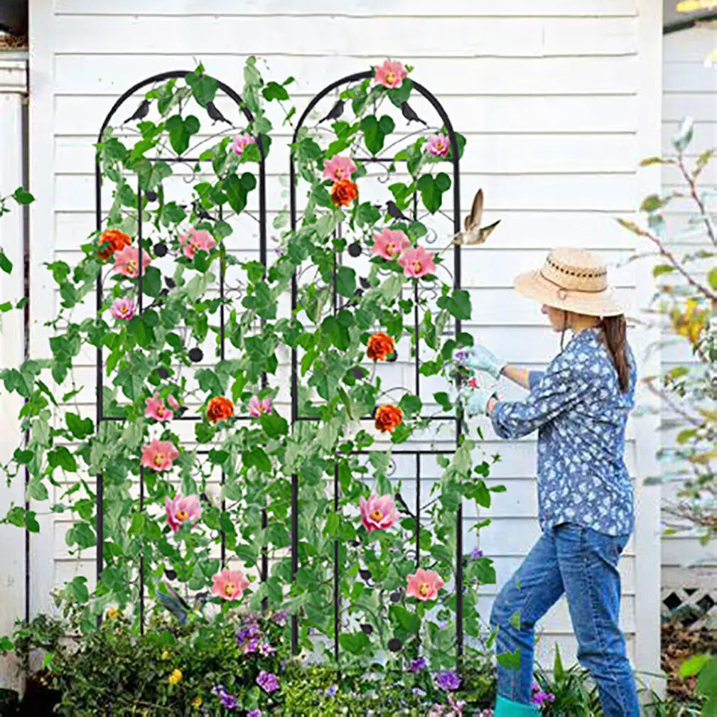 Metal Garden Trellis Fence Anti Rust Climbing Plant Panels