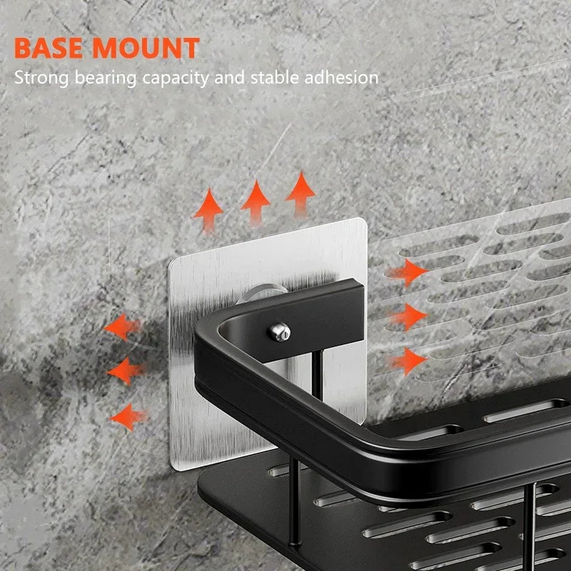 Wall Mount Bathroom Storage Rack No Drill Corner Shower Shelf