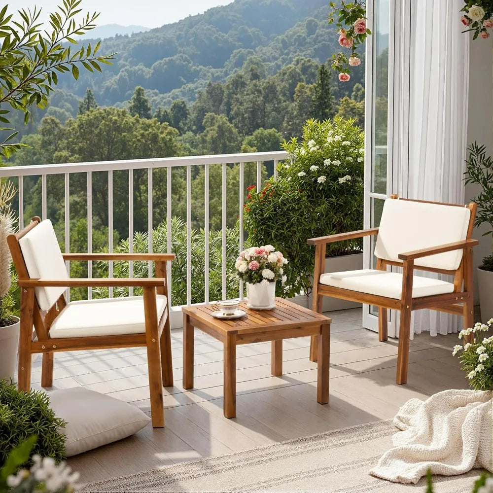 Acacia Wood Outdoor Patio Furniture Set With Coffee Table Cushions