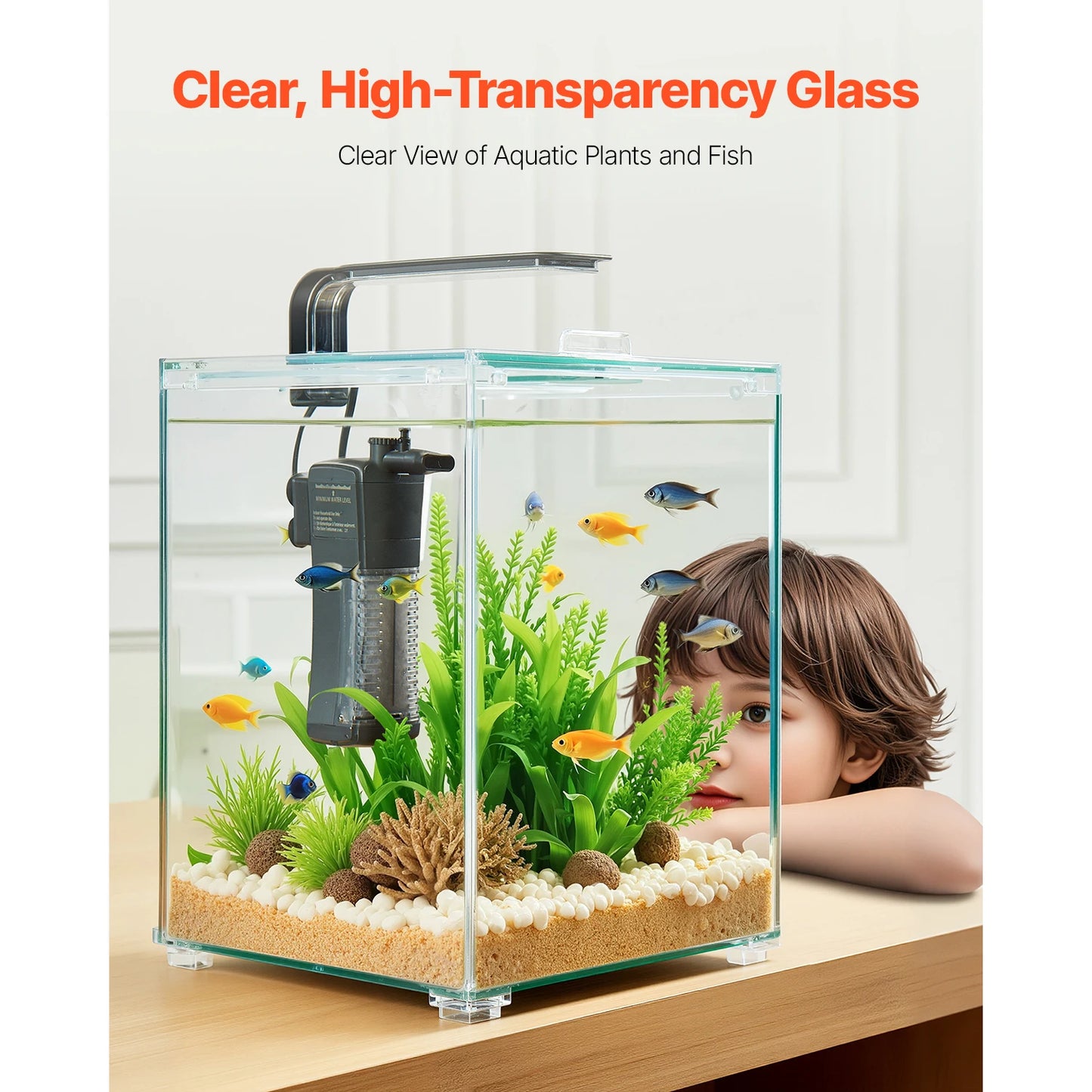 SucceBuy Aquarium Starter Tank With Adjustable 3 Color Lighting