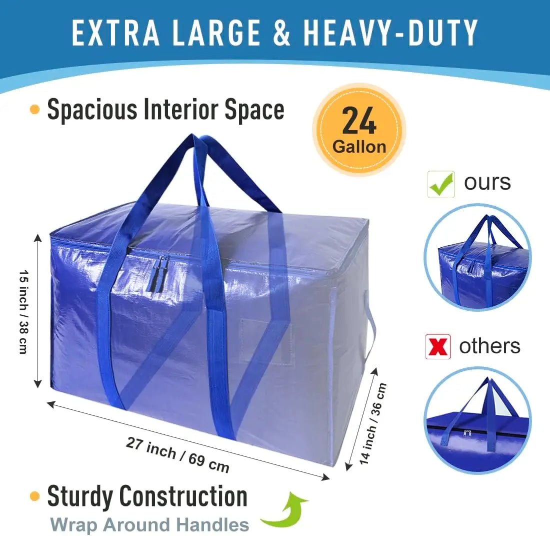 6 Pack Extra Large Moving Bags Heavy Duty With Zippers And Handles