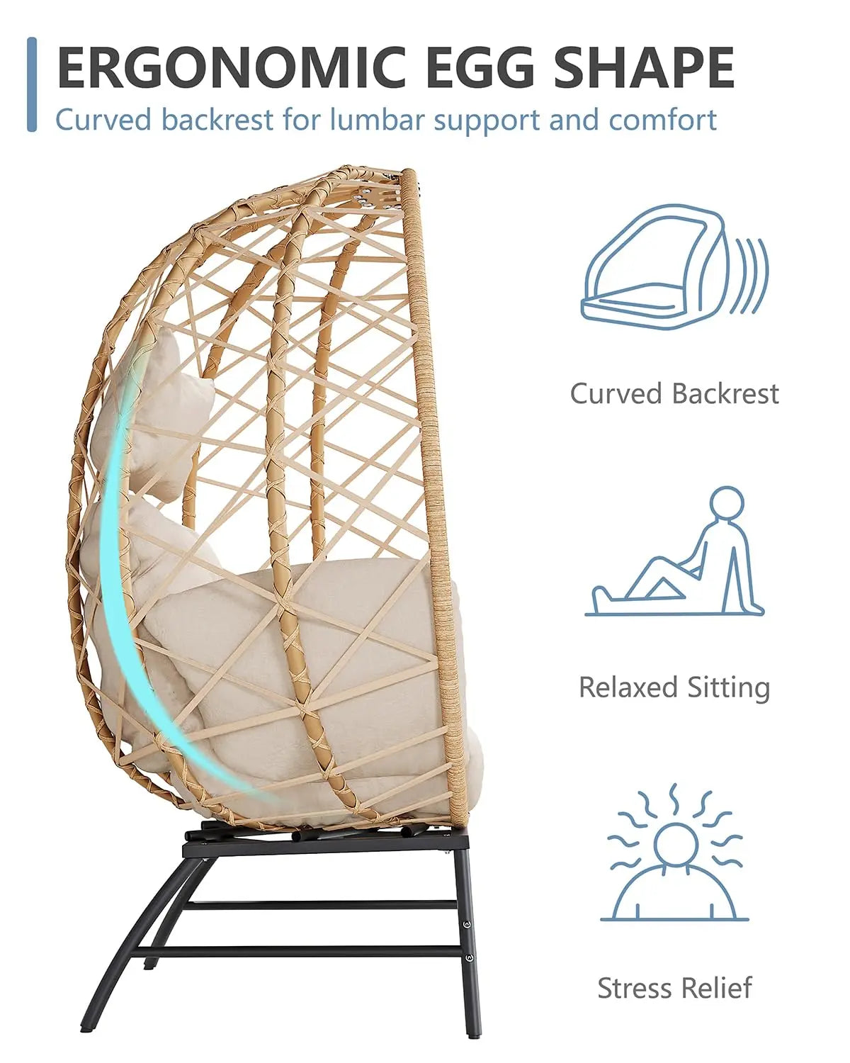 Oversized Wicker Egg Chair For Outdoor Lounge Patio