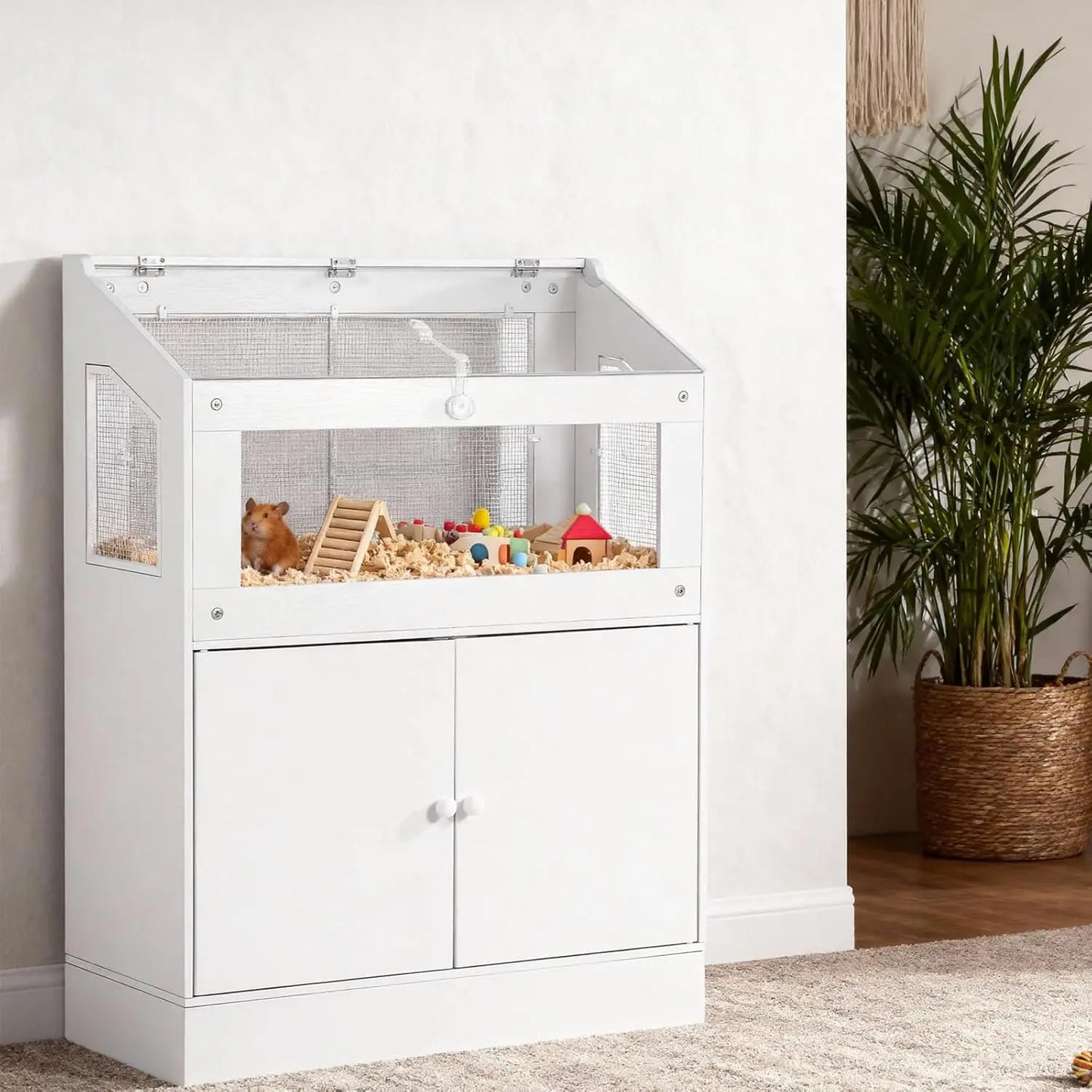 HiMISS Acrylic Pet Cage With Storage Cabinet Ventilated