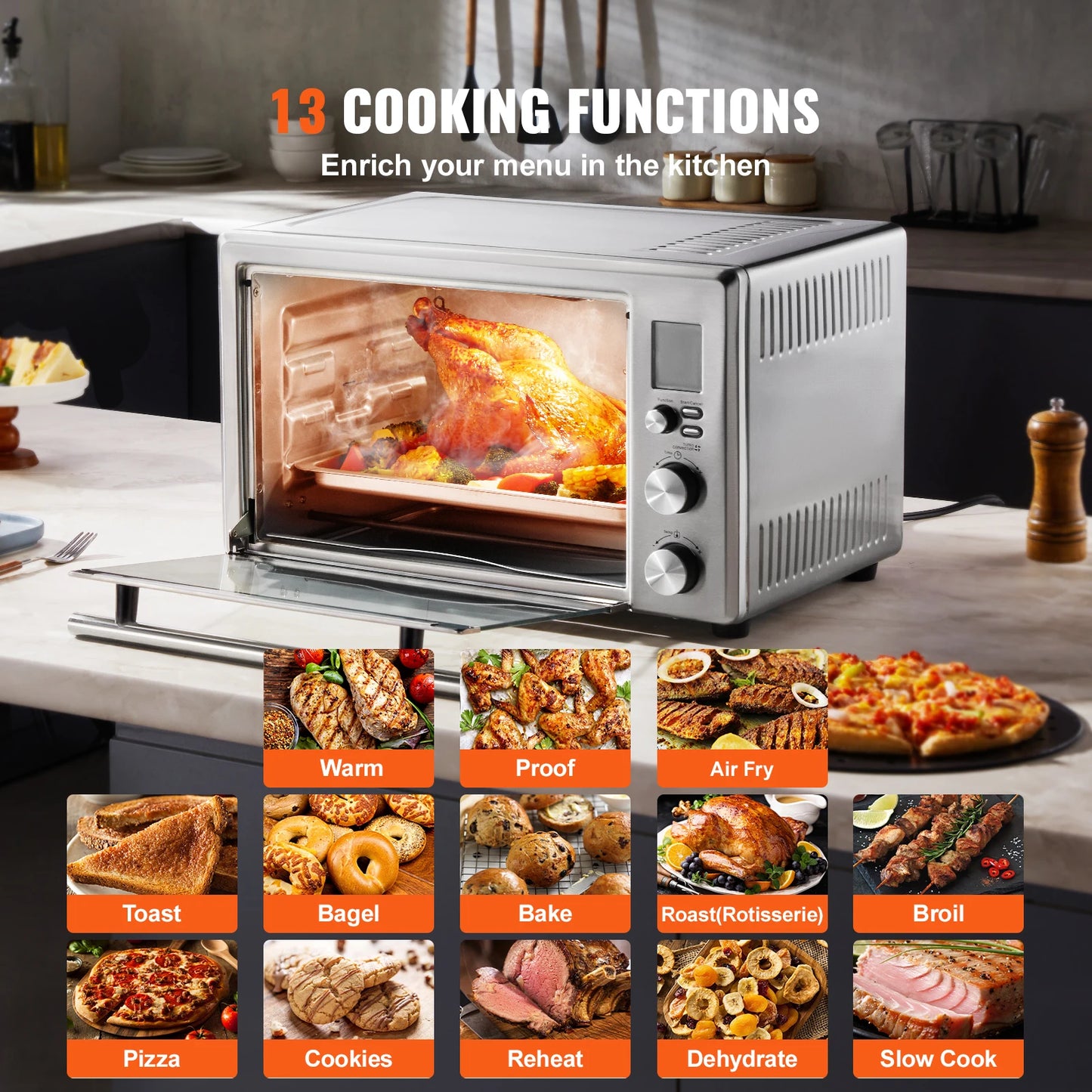 SucceBuy 13-In-1 Air Fryer Toaster Oven Convection
