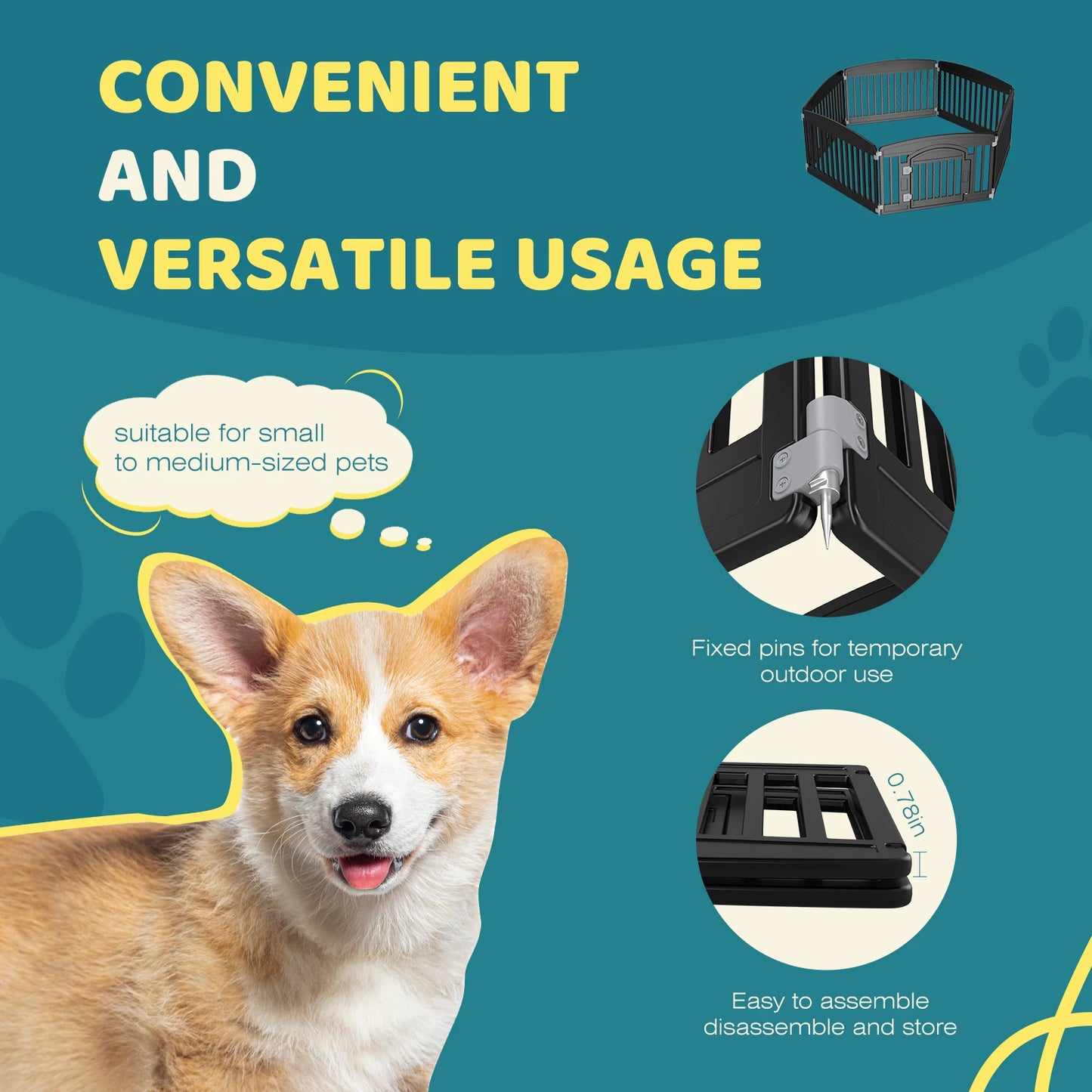JHK Plastic Dog Playpen For Medium Dogs Indoor Outdoor Use