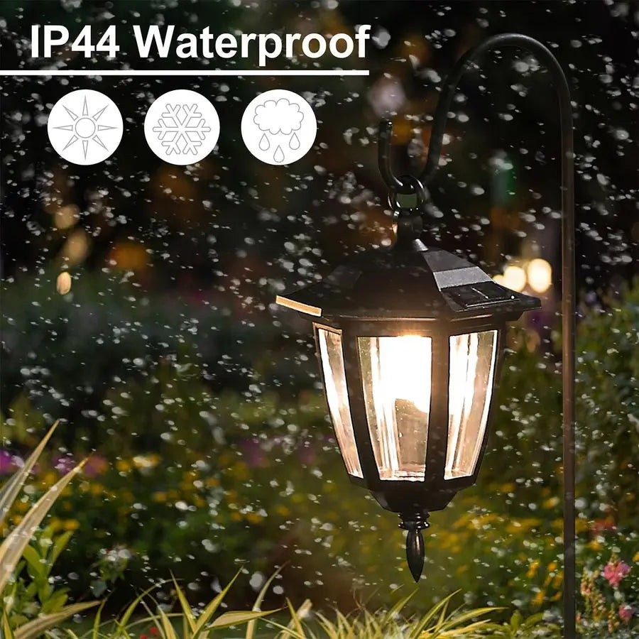 Solar Powered Hanging Lights Outdoor 4 Pack With Shepherd Hooks