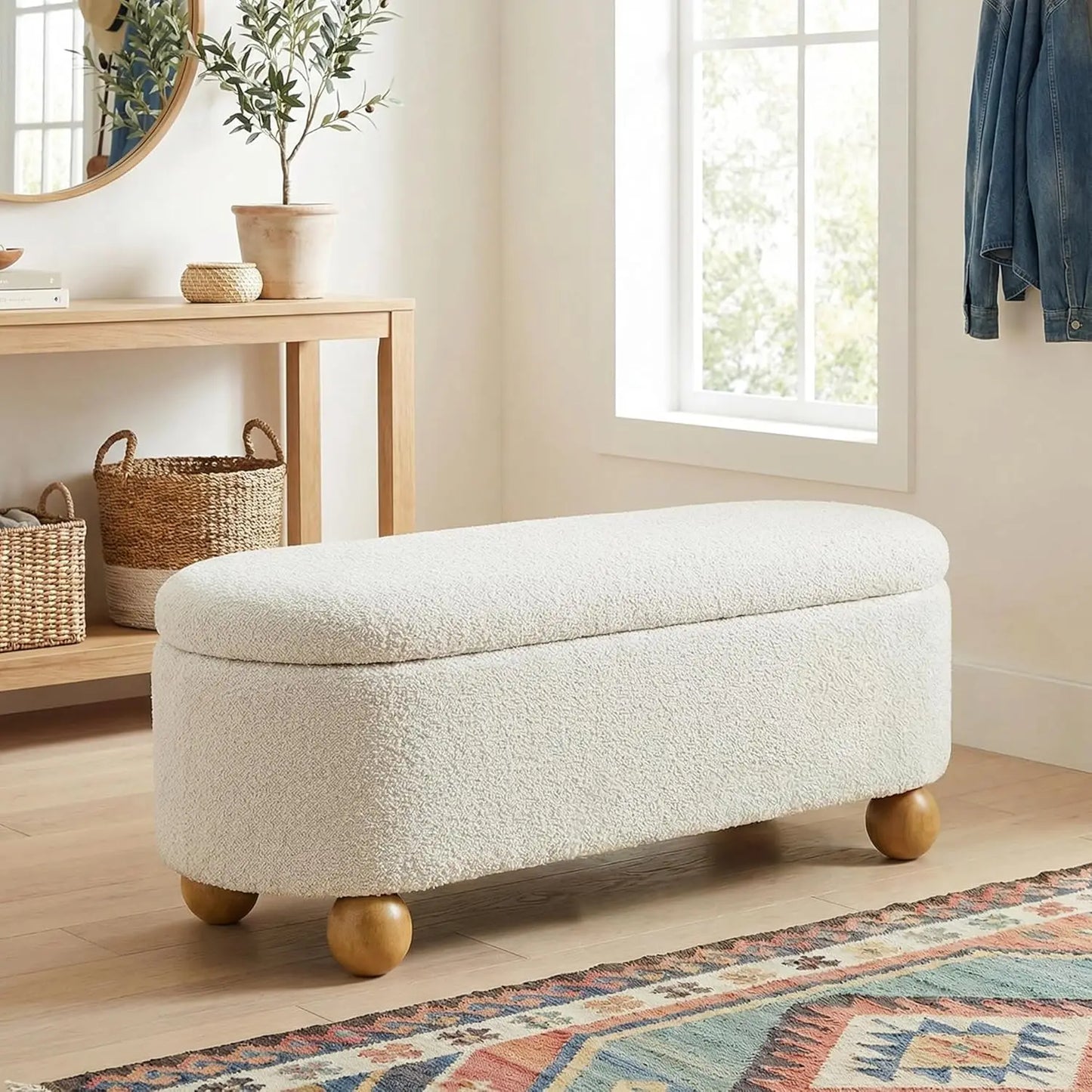 Storage Ottoman Bench for Living Room and Entryway