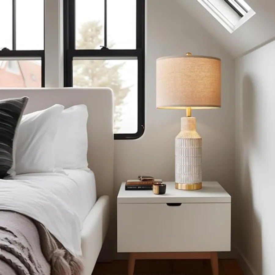 Modern Ceramic Bedside Lamps Pair For Living Room Decor