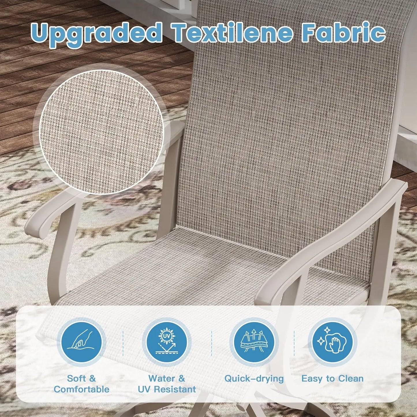 Patio Swivel Dining Chairs All-Weather Outdoor Textilene Fabric