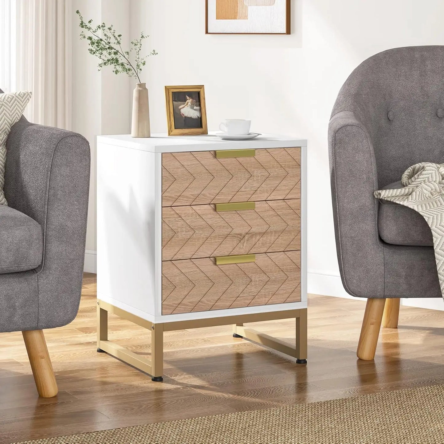 Little Tree 3-Drawer Nightstand With Chevron Design
