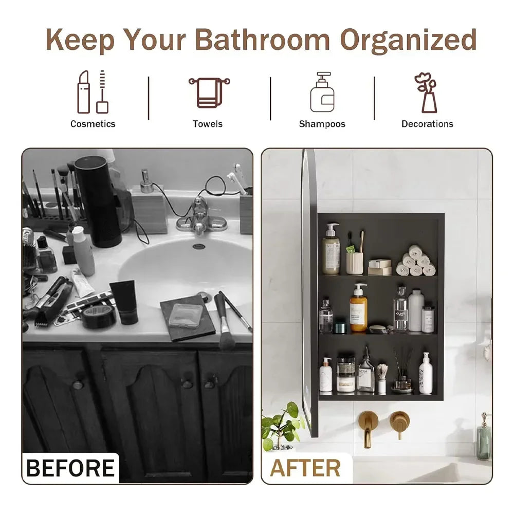 Bathroom Medicine Cabinet With Mirror Wall Mounted Adjustable Shelves