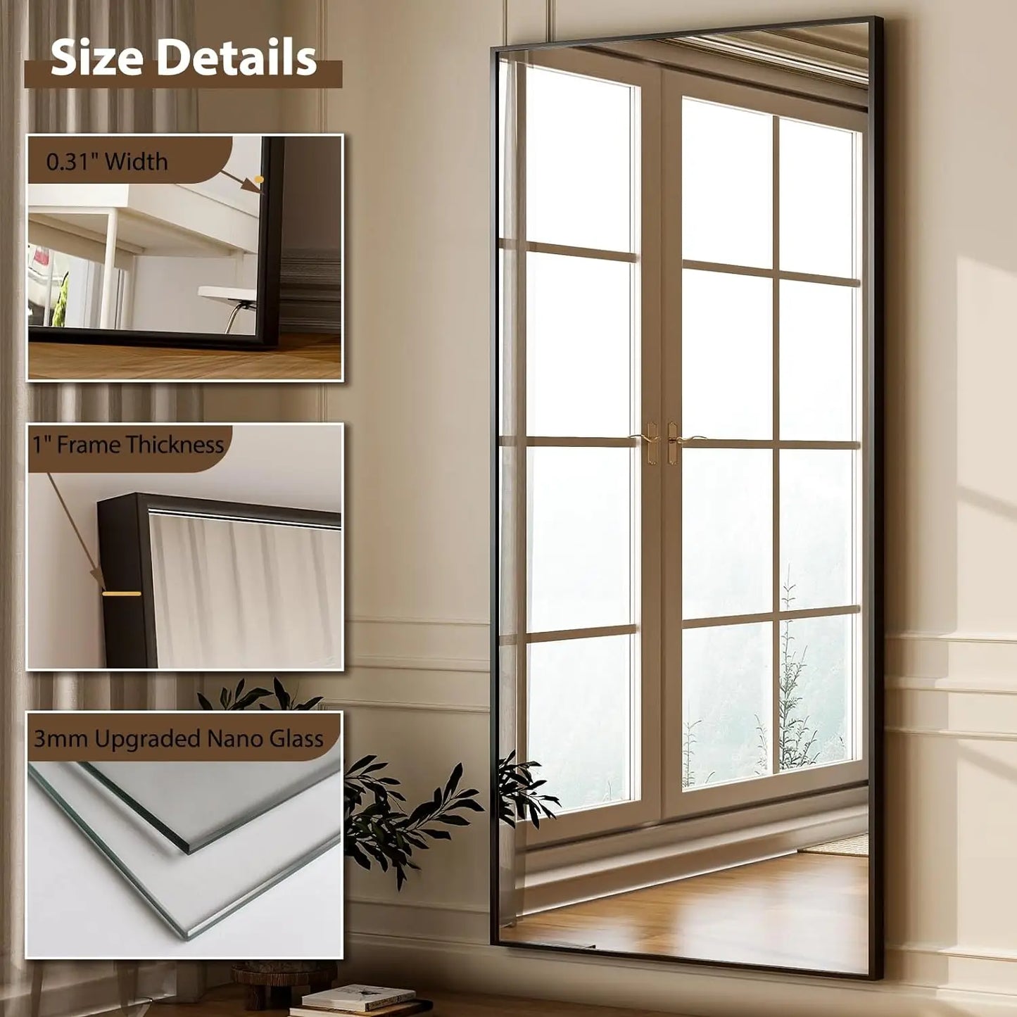 GLSLAND Rectangular Mirror for Living Room and Bedroom