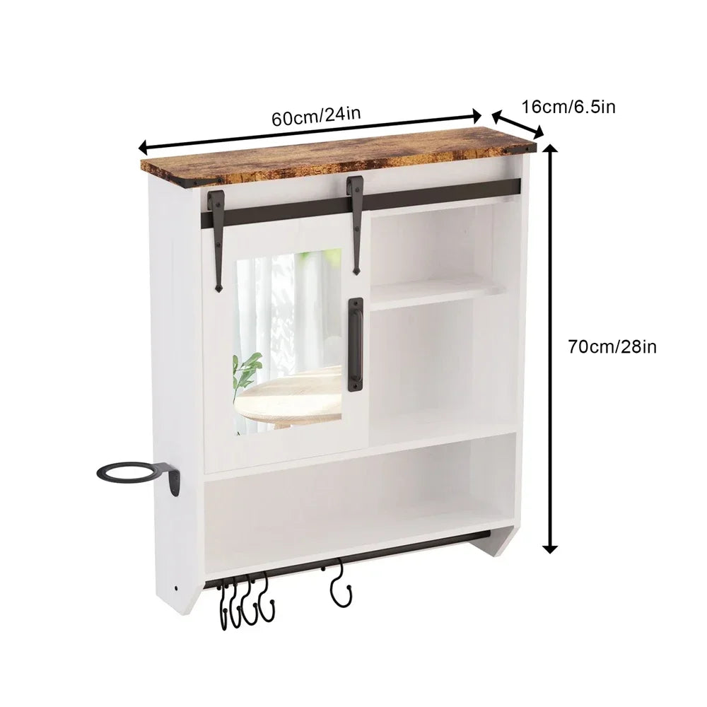 Bathroom Medicine Cabinet With Mirror Wall Mounted Adjustable Shelves