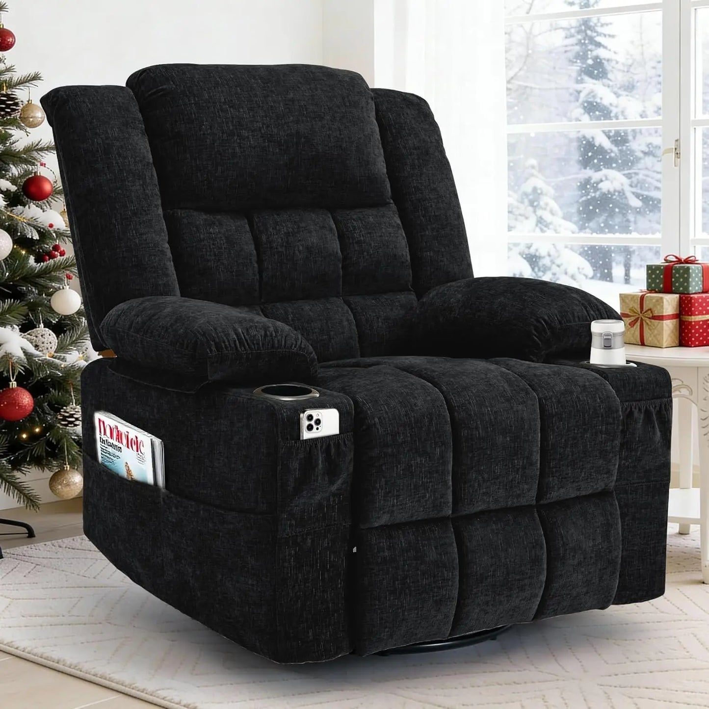 360 Degree Swivel Rocker Recliner For Adults With Massage