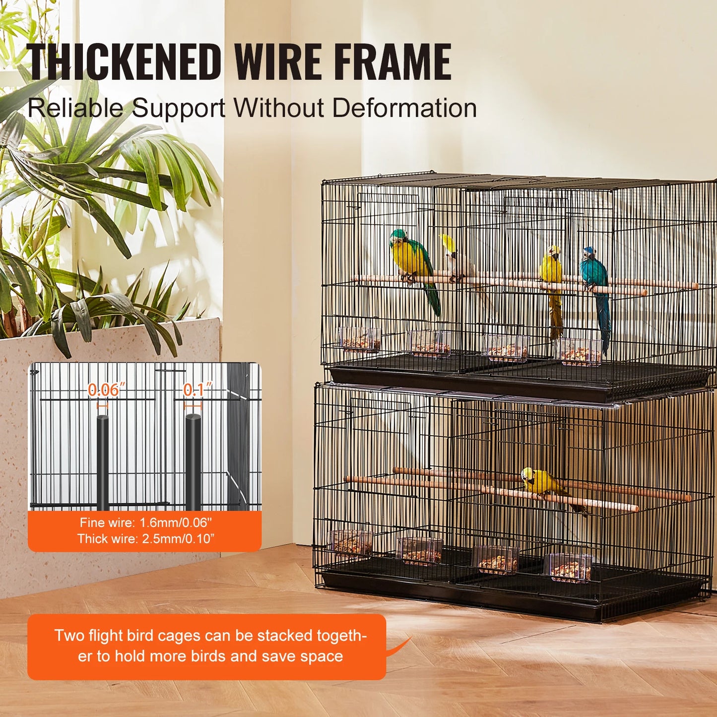 SucceBuy Flight Bird Cage With Divider Stackable Travel Cage For Birds
