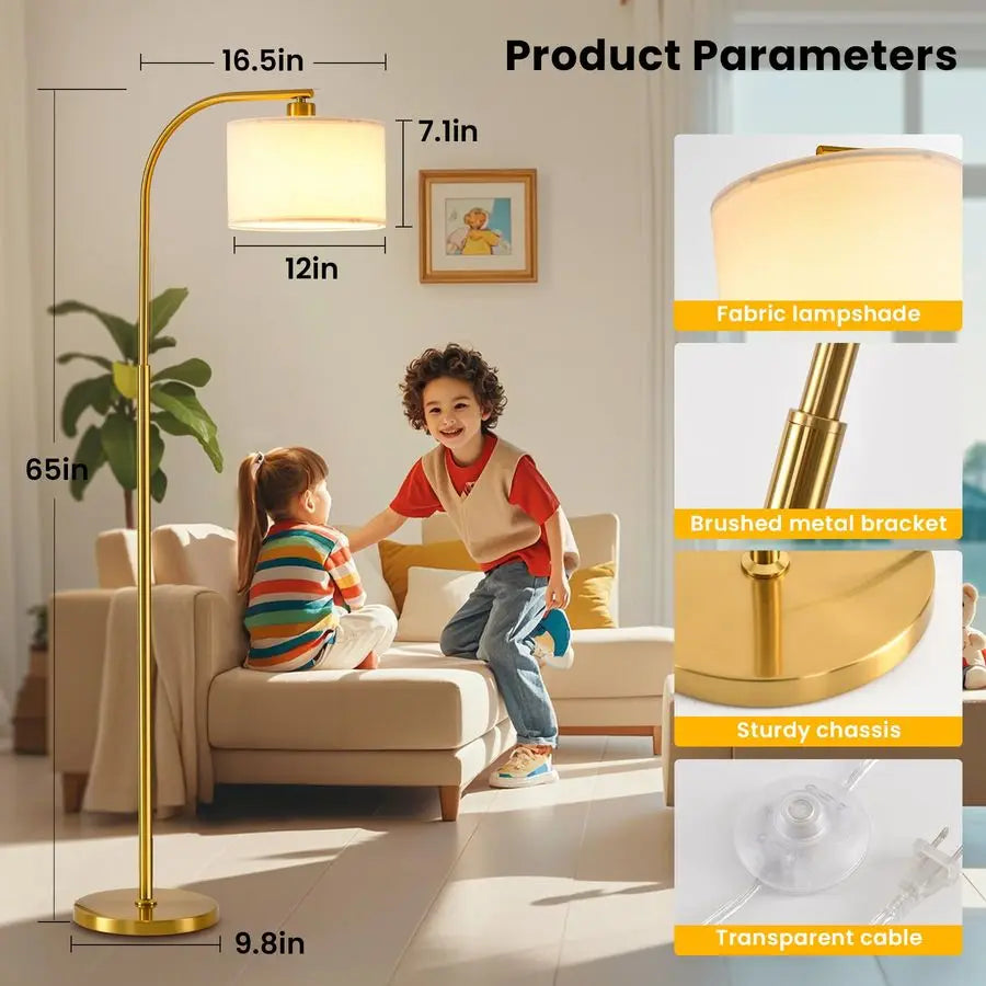 Modern Floor Lamp With Fabric Shade And 9W LED Bulb