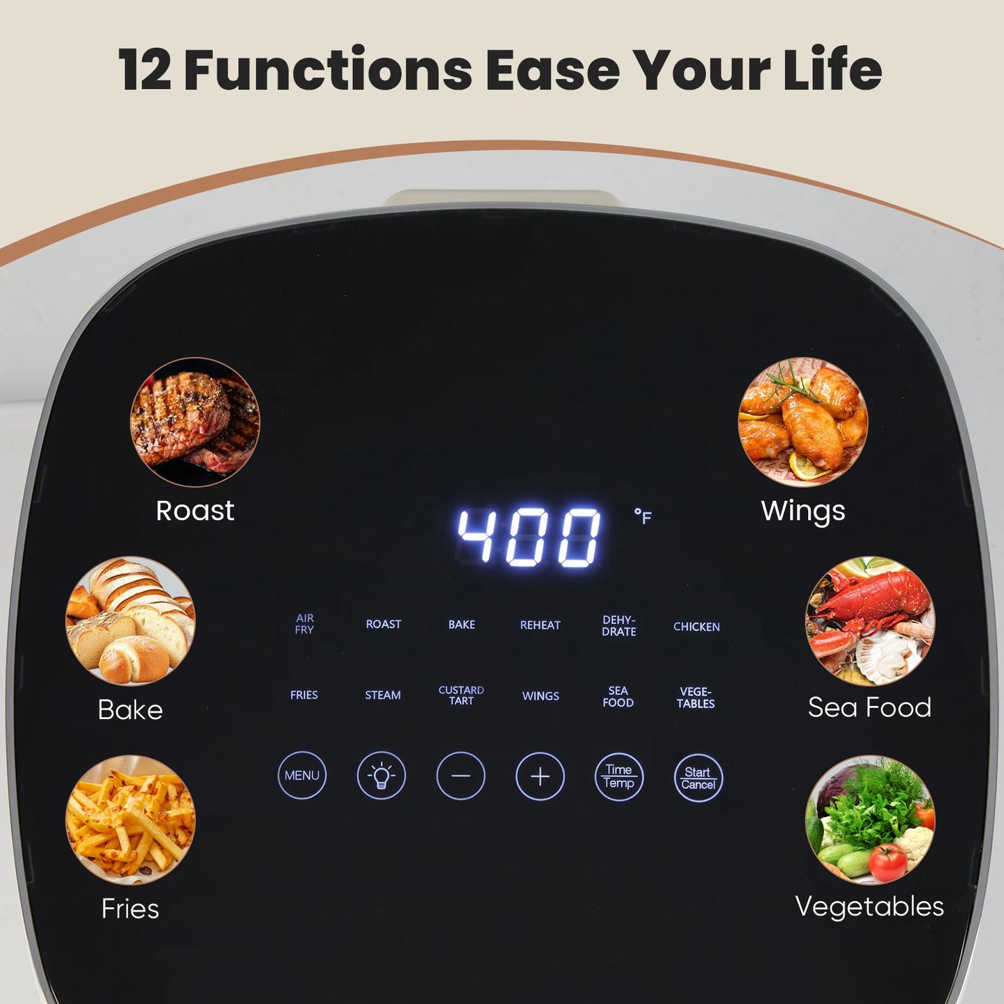 Electric Air Fryer With Window 12 In 1 Multi Function Kitchen Appliance