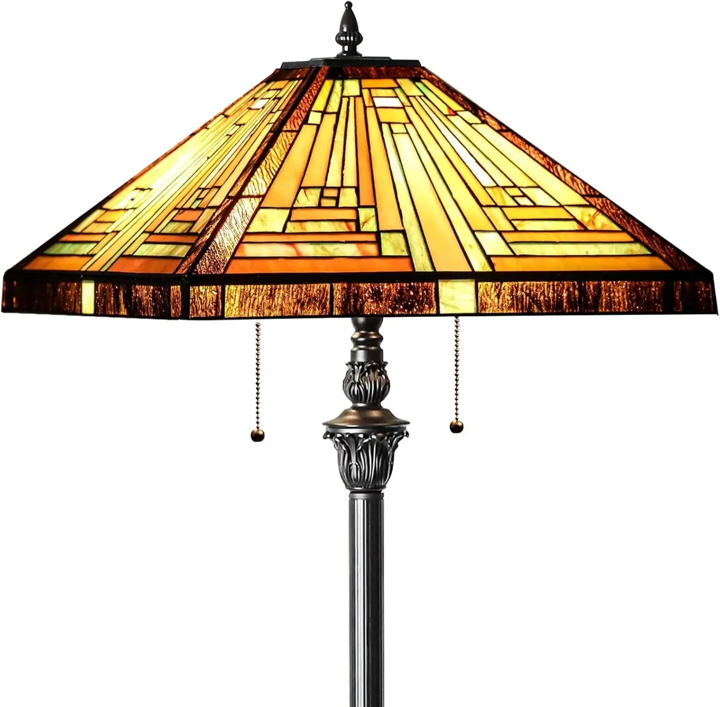 Tiffany Stained Glass Floor Lamp 2-Light Antique Style