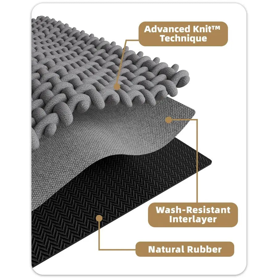 Rubber Backed Waffle Bath Mat Non Slip Machine Washable Chenille