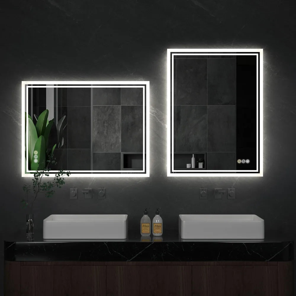 Luvodicri Illuminated LED Backlit Frameless Dimmable Defog Bathroom Mirror