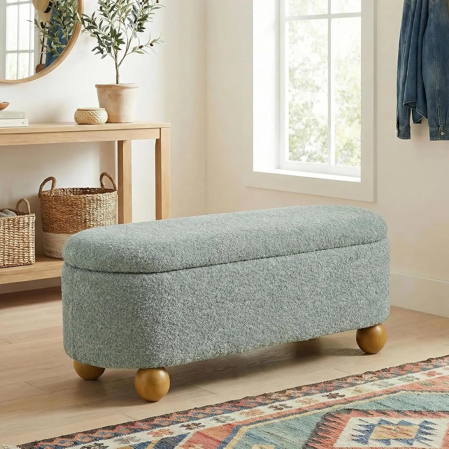 Storage Ottoman Bench for Living Room and Entryway