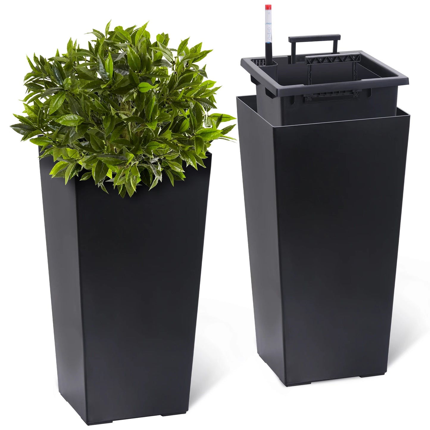 Two Piece Indoor Outdoor Planter Pots With Drainage Auto Watering
