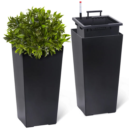 Two Piece Indoor Outdoor Planter Pots With Drainage Auto Watering