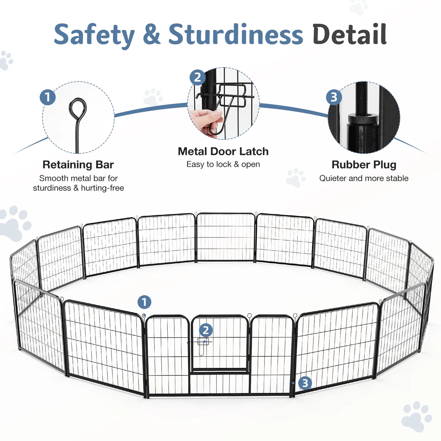JHK Dog Playpen Metal Fence For Outdoor Use