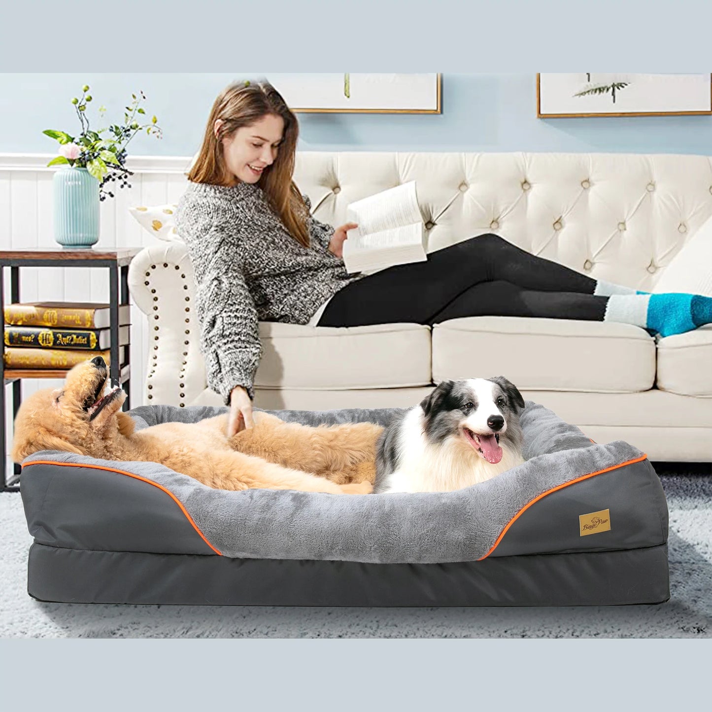 BINGOPAWCN Hypoallergenic Dog Bed With Removable Washable Cover