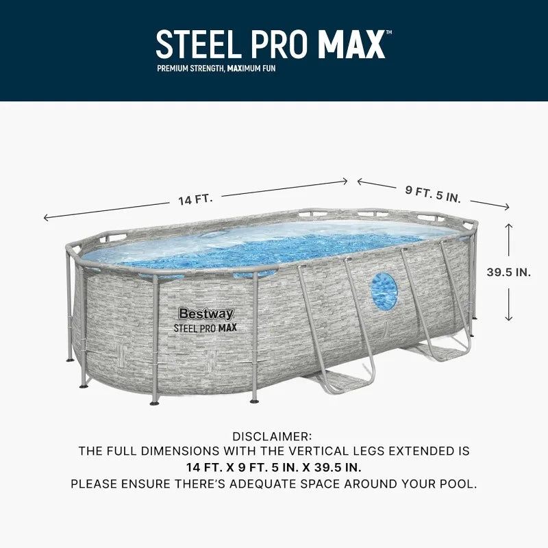 Bestway Power Steel Swim Vista Above Ground Pool Oval
