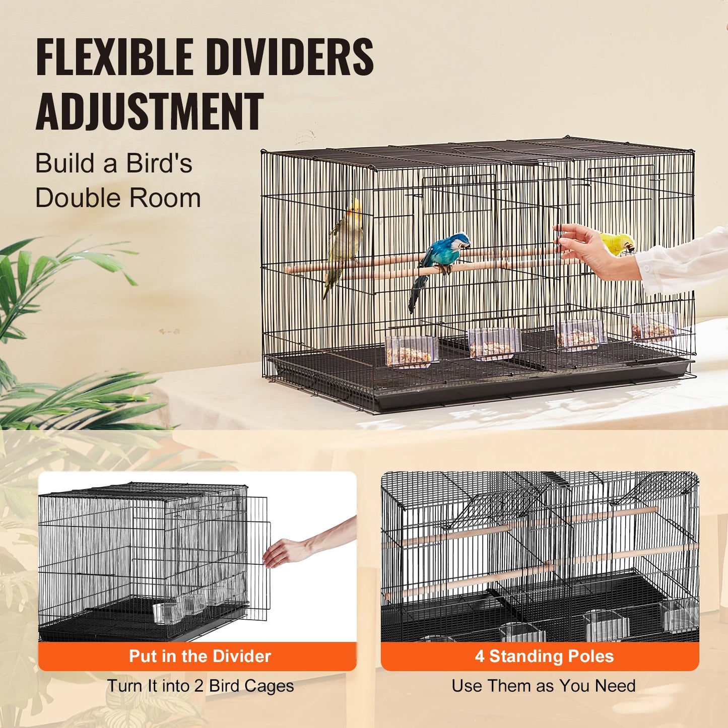 SucceBuy Flight Bird Cage With Divider Stackable Travel Cage For Birds