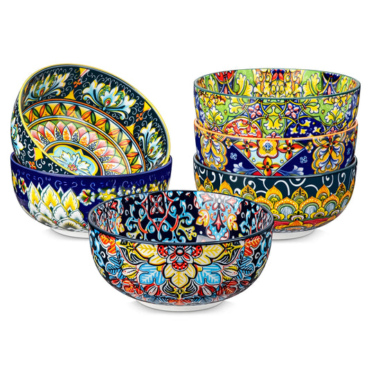 Malacasa Floral Bohemian Ceramic Porcelain Cereal Bowls Set