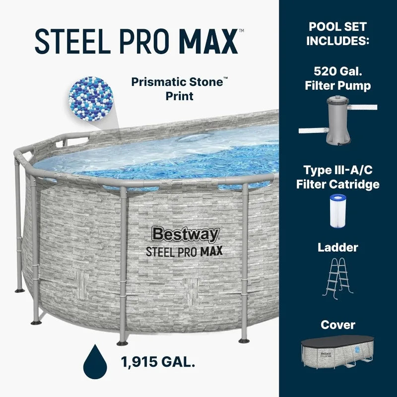 Bestway Power Steel Swim Vista Above Ground Pool Oval