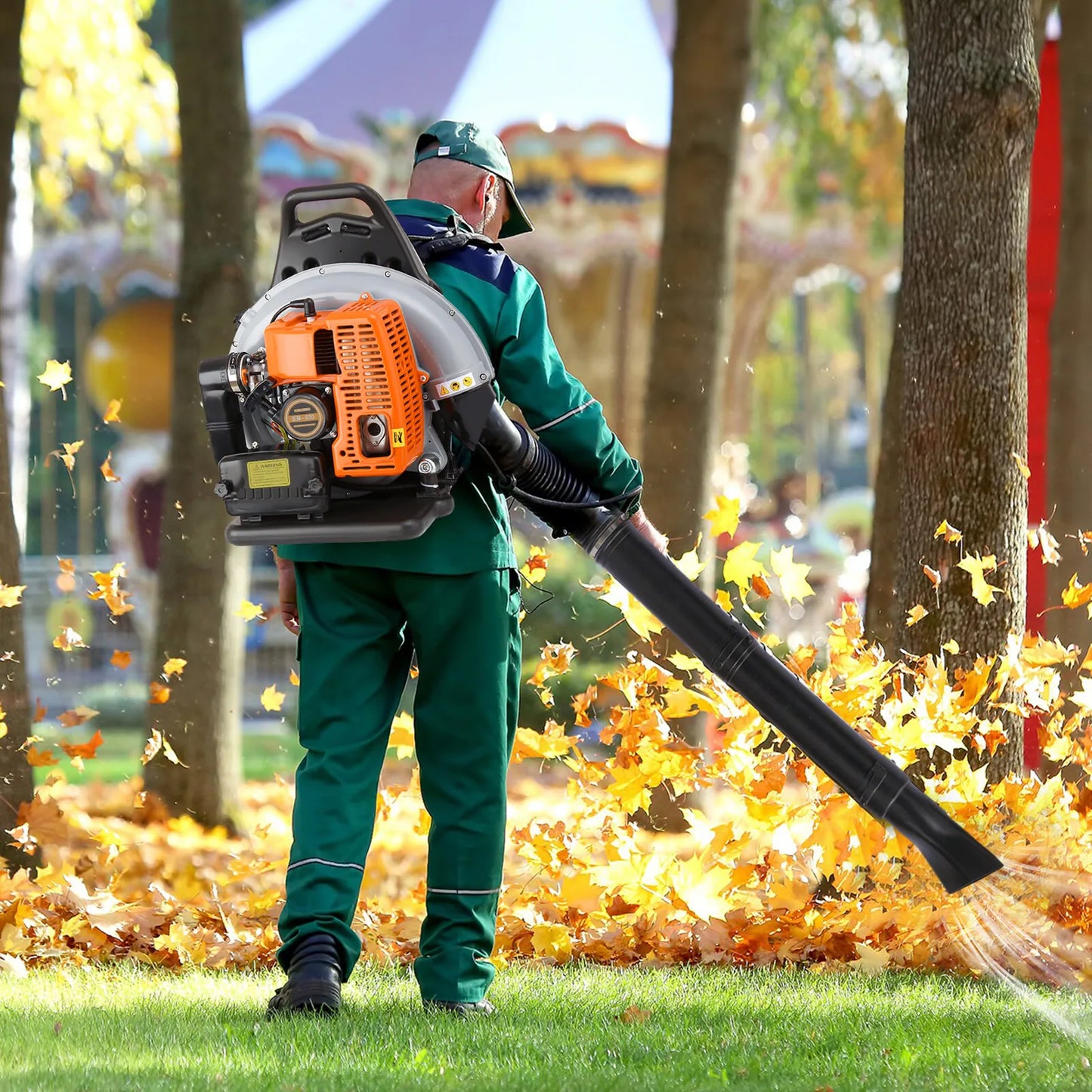 Bymaocar Gas Leaf Blower Backpack With Adjustable Speed