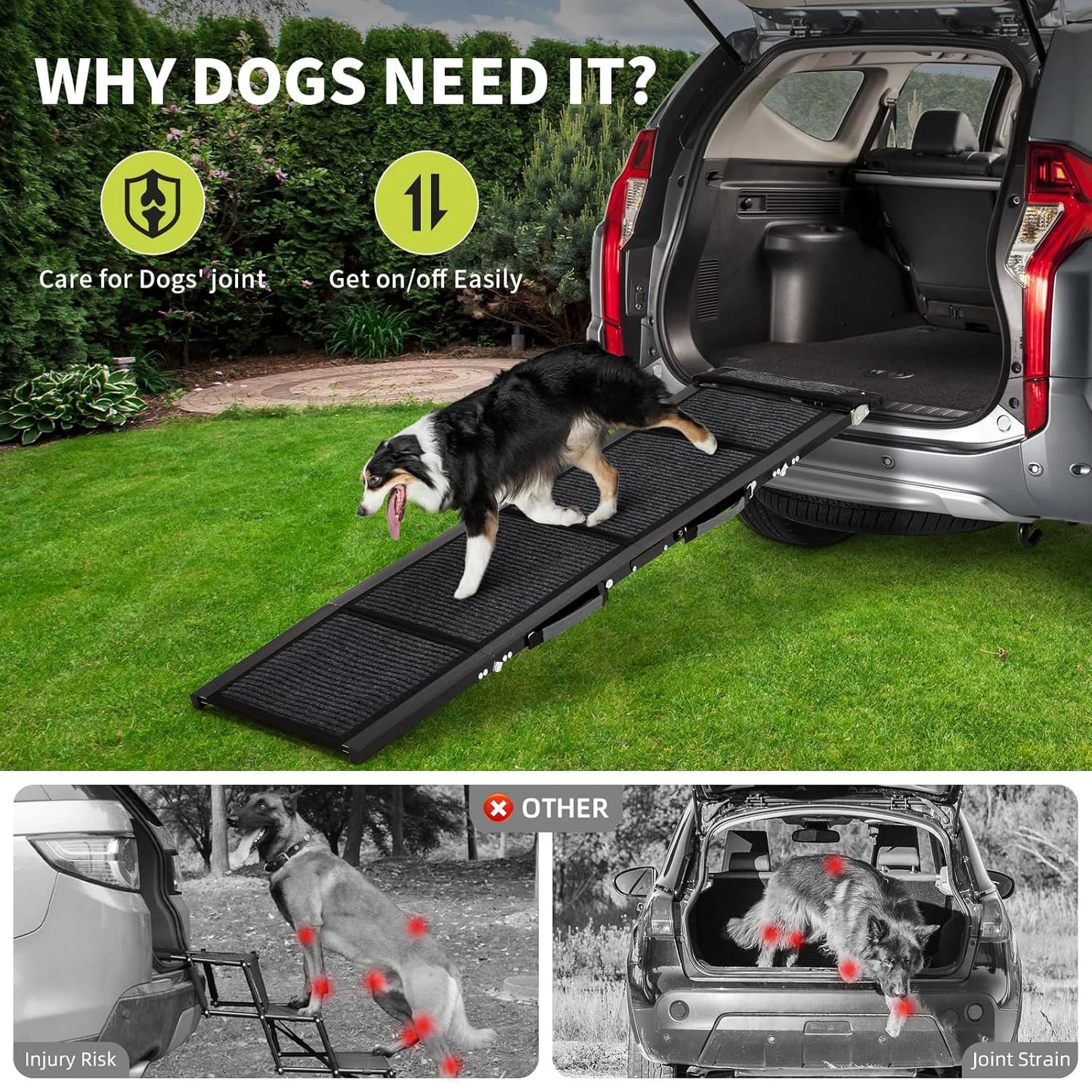 HiMISSDog Car Ramp For Large Dogs With Non Slip Surface