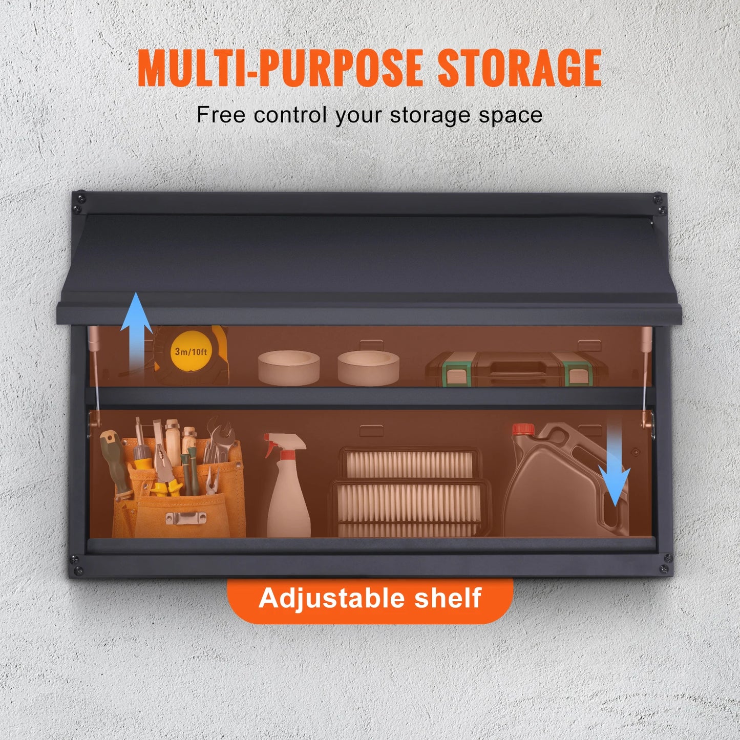 SucceBuy Wall Mount Metal Storage Cabinet With Adjustable Shelves