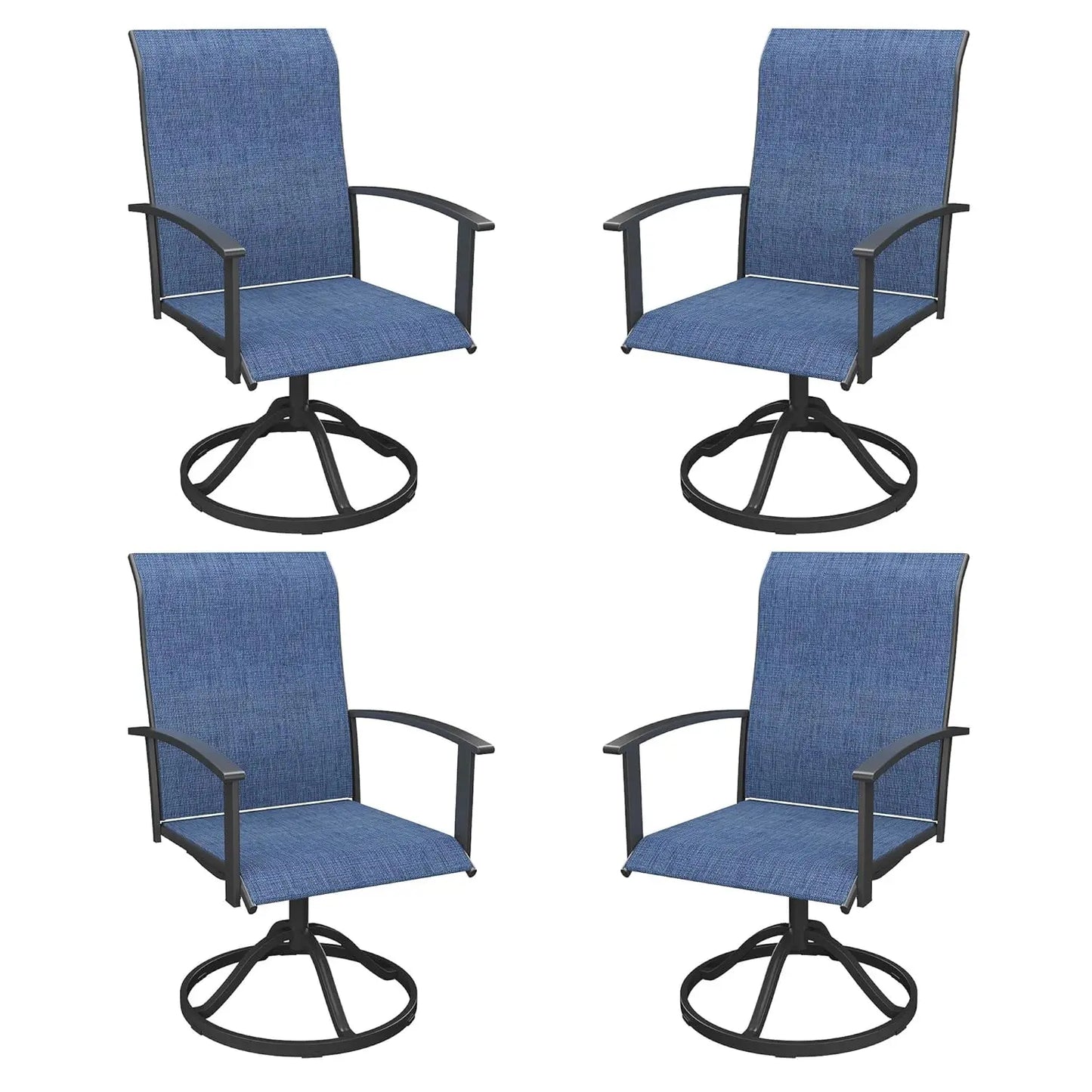 Swivel Textilene Patio Chairs Set of 4 for Lawn Garden