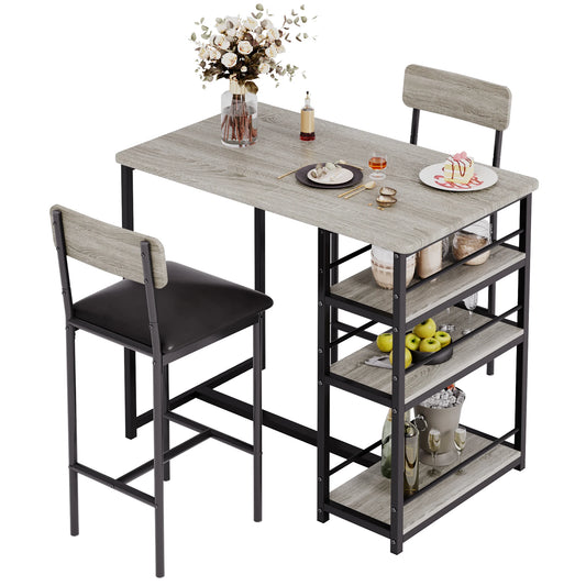 HobbyLane Dining Table Set With Shelves And Chairs