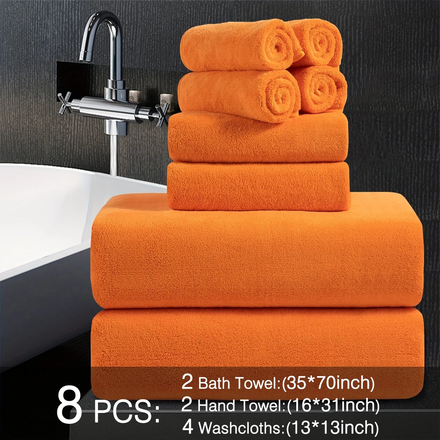 Belista Oversized Bath Towels Set Eight Piece Includes Towels Washcloths