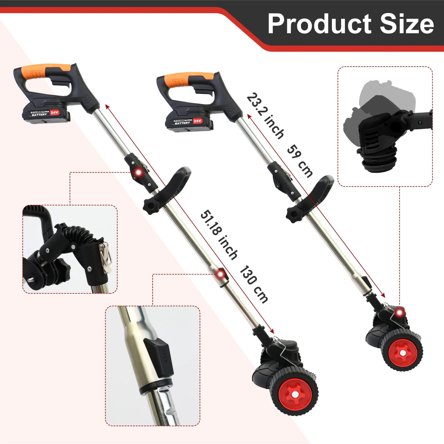 Cordless Electric Weed Wacker Trimmer With Foldable Handle