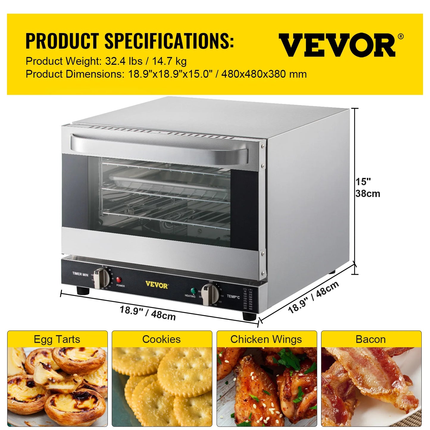 SucceBuy Commercial Convection Countertop Oven For Pizzas And Breads