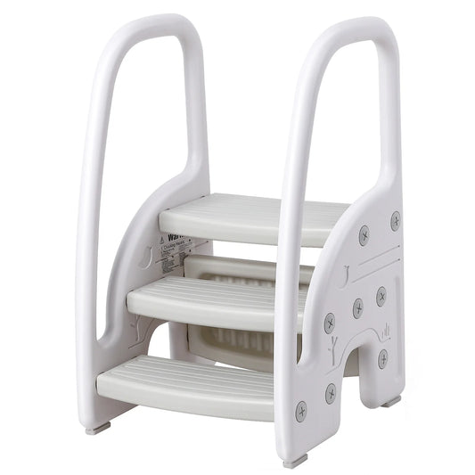 Toddler Step Stool With Handles, 3-Tier Plastic For Bathroom Kitchen