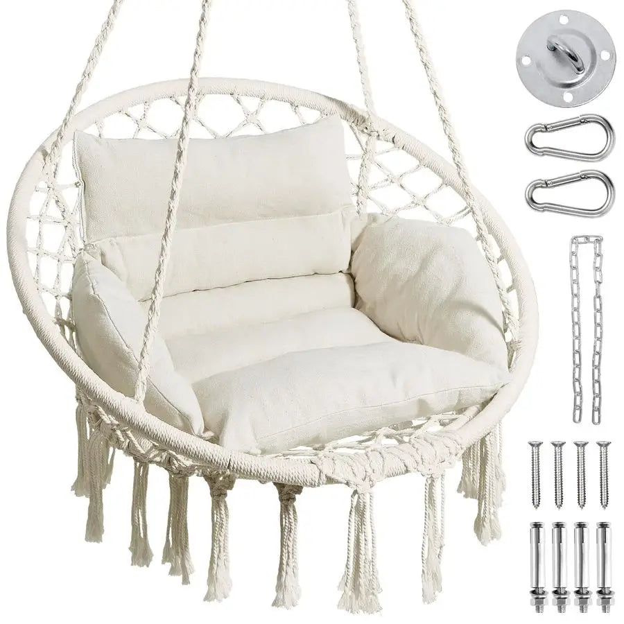 Macrame Hammock Chair Cushion For Indoor Outdoor Use