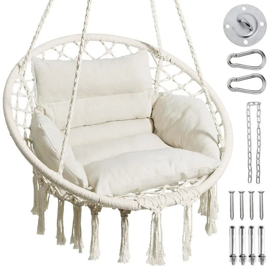 Macrame Hammock Chair Cushion For Indoor Outdoor Use