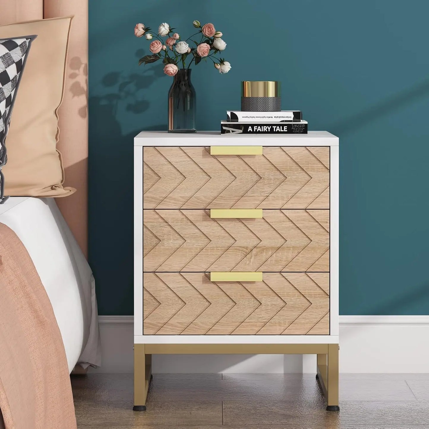 Little Tree 3-Drawer Nightstand With Chevron Design