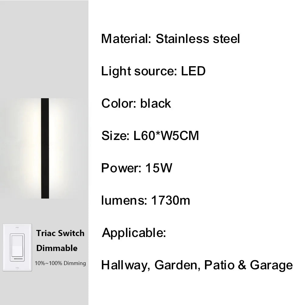 IISINUO Outdoor Porch Wall Light Stainless Steel IP67 Waterproof Dimmable
